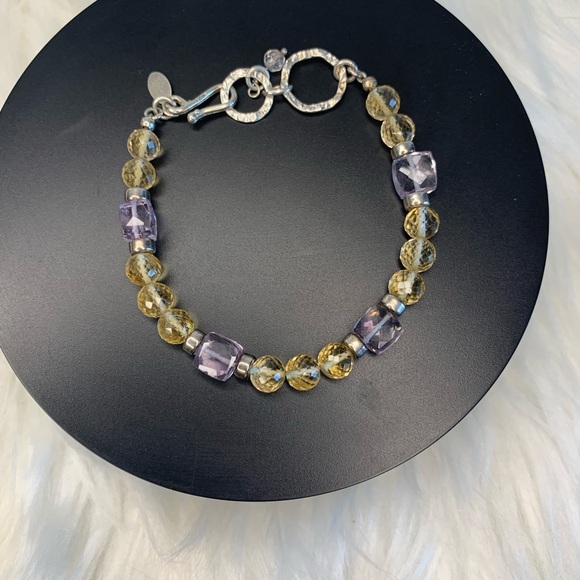 Chic Gold and Purple Beaded Bracelet - Picture 1 of 4